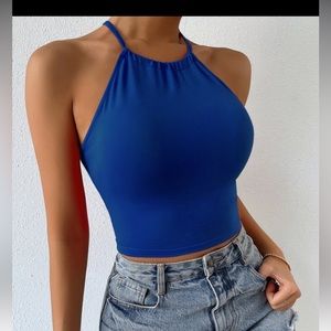 Essnce Criss Cross Back Halter Top SHEIN